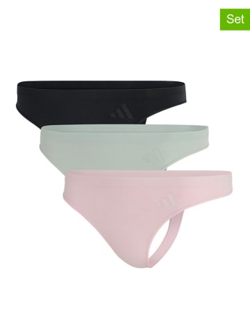 adidas 3er-Set: Strings in Rosa/ Grün/ Schwarz