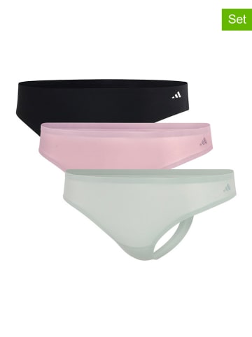 adidas Stringi (3 pary) w kolorze czarnym, jasnoróżowym i jasnozielonym