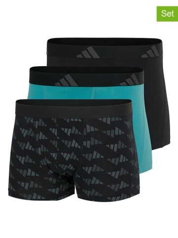 adidas 3er-Set: Boxershorts in Schwarz/ Türkis