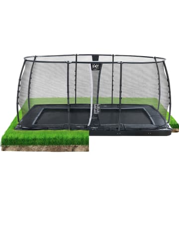 EXIT Trampoline "Dynamic Groundlevel" zwart - (B)458 x (H)275 cm - vanaf 3 jaar