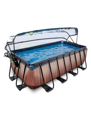 EXIT Pool "Wood" mit Schutzabdeckung - ab 6 Jahren - (L)400 x (B)200 x (T)122 cm