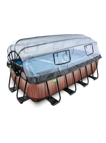 EXIT Pool "Wood" mit Schutzabdeckung - ab 6 Jahren - (L)400 x (B)200 x (T)122 cm