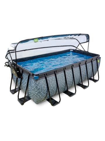 EXIT Pool "Stone" mit Schutzabdeckung - ab 6 Jahren - (L)400 x (B)200 x (T)122 cm
