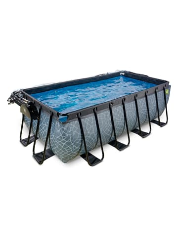 EXIT Pool "Stone" mit Schutzabdeckung - ab 6 Jahren - (L)400 x (B)200 x (T)122 cm