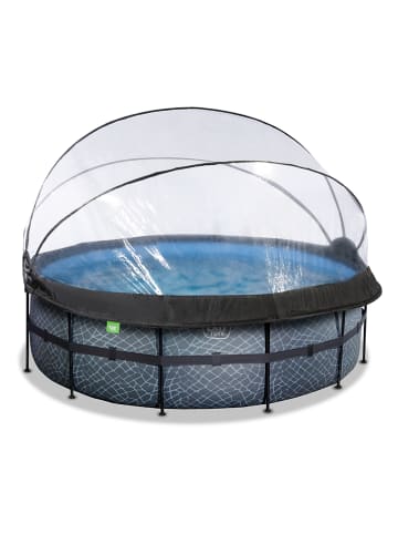 EXIT Pool "Stone" mit Schutzabdeckung - ab 6 Jahren - Ø 427 cm
