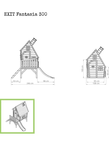 EXIT Holzspielhaus "Fantasia 300" in Grün - ab 3 Jahren