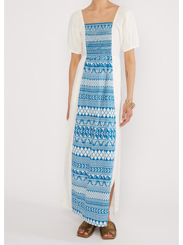 Blutsgeschwister Jurk "Grapewine Goddessmyth of mykonos" wit/blauw