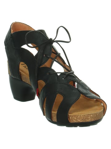 Think! Leren haksandalen "Traudi" zwart