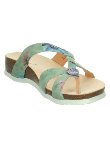 Think! Leren teenslippers "Julia" groen