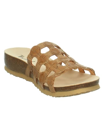 Think! Leren slippers "Julia" lichtbruin