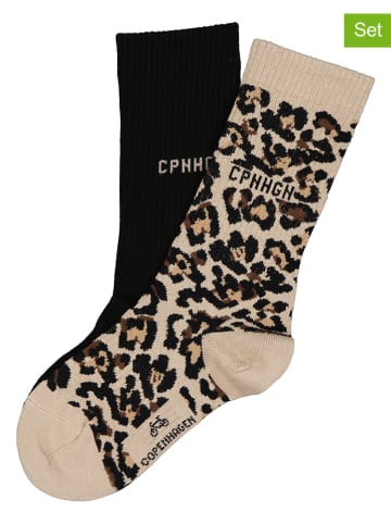 Copenhagen Studios 2er-Set: Tennissocken in Schwarz/ Beige