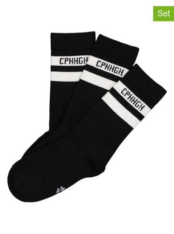 Copenhagen Studios 3er-Set: Tennissocken in Schwarz/ Weiß
