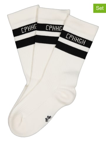 Copenhagen Studios 3er-Set: Tennissocken in Creme/ Schwarz