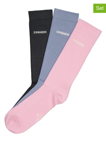 Copenhagen Studios 3er-Set: Socken in Rosa/ Hellblau/ Schwarz