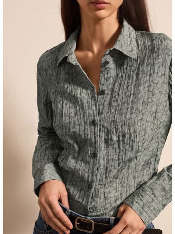 STEFANEL Bluse in Grau/ Oliv