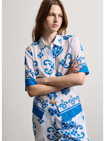 STEFANEL Bluse in Weiß/ Blau