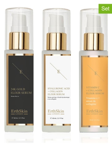 ErthSkin 3-delige set: serum ''Vit. C + Coll., Hyal. acid + Coll., 24k Gold''