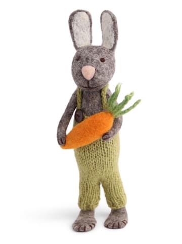 Gry & Sif Decoratief figuur ''Bunny'' grijs/groen - (L)26 cm