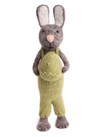 Gry & Sif Decoratief figuur ''Bunny'' grijs/groen - (L)30 cm