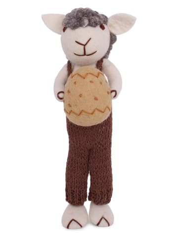Gry & Sif Decofiguur ''Sheep'' crème/bruin/grijs - (L)27 cm