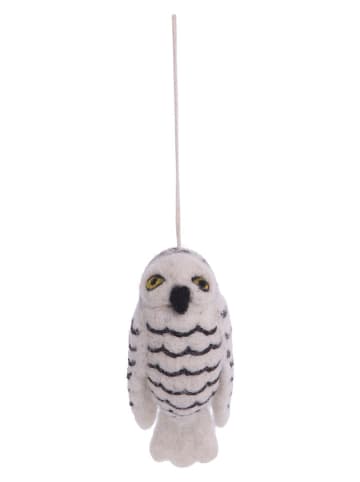 Gry & Sif Zawieszka dekoracyjna "Bird - Snow Owl" w kolorze biało-szarym - dł. 9 cm