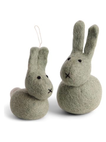 Gry & Sif 2-częściowy zestaw dekoracyjny "Bunny" w kolorze zielonym