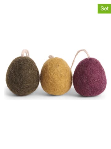 Gry & Sif Zawieszki dekoracyjne (3 szt.) w różnych kolorach - wys. 4 x Ø 3 cm