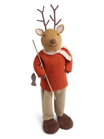 Gry & Sif Decofiguur "Boy Deer" lichtbruin/rood - (B)12 x (H)56 x (D)12 cm