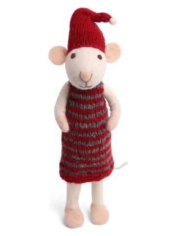 Gry & Sif Dekofigur ''Mouse'' in Weiß/ Rot - (B)6 x (H)27 x (T)6 cm