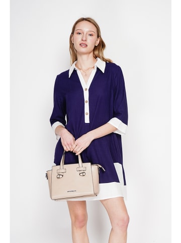 Le Jardin du Lin Lniana sukienka w kolorze granatowo-białym