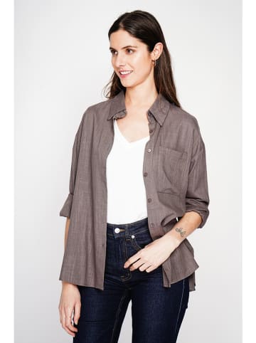 Le Jardin du Lin Lniana koszula w kolorze brązowym