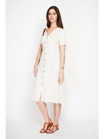 Le Jardin du Lin Lniana sukienka w kolorze kremowym