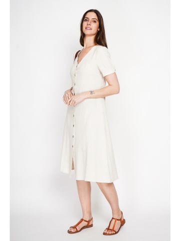 Le Jardin du Lin Lniana sukienka w kolorze kremowym