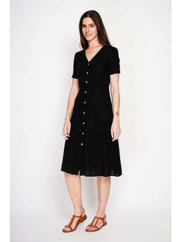 Le Jardin du Lin Leinen-Kleid in Schwarz