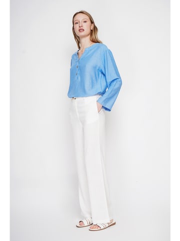 Le Jardin du Lin Lniana bluzka w kolorze błękitnym