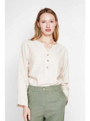 Le Jardin du Lin Lniana bluzka w kolorze kremowym