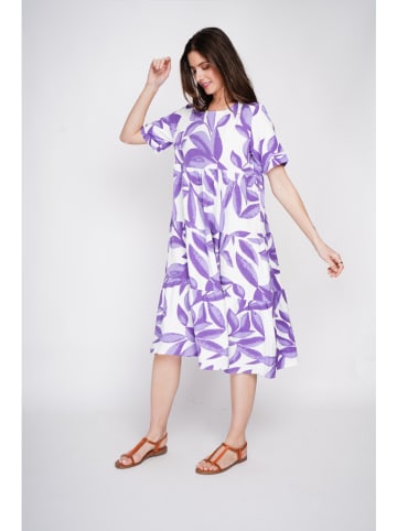 Le Jardin du Lin Kleid in Lila/ Weiß