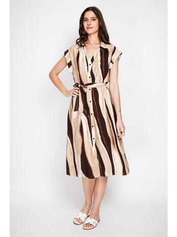 Le Jardin du Lin Kleid in Beige/ Schwarz
