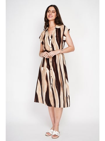 Le Jardin du Lin Kleid in Beige/ Schwarz