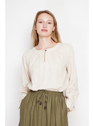Le Jardin du Lin Lniana bluzka w kolorze kremowym