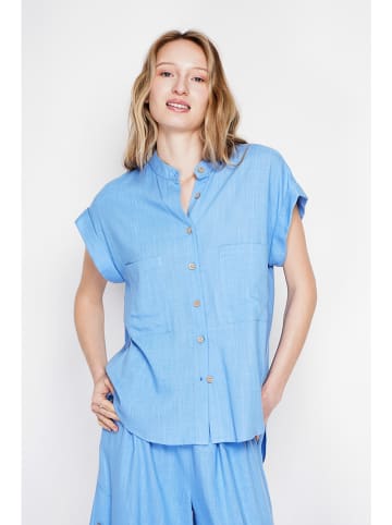 Le Jardin du Lin Lniana bluzka w kolorze błękitnym
