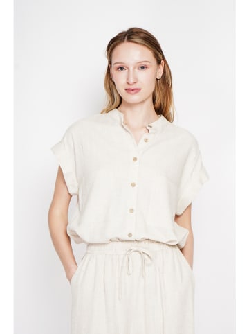 Le Jardin du Lin Lniana bluzka w kolorze kremowym