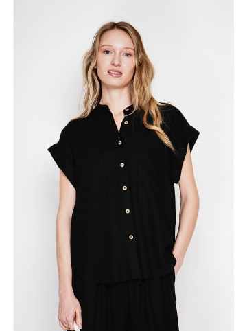 Le Jardin du Lin Lniana bluzka w kolorze czarnym