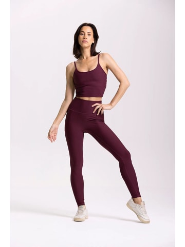 Onamaste Legginsy sportowe "Lotus" w kolorze bordowym