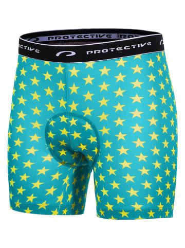 Protective Fahrradboxershorts "Sweet Jane" in Türkis/ Gelb