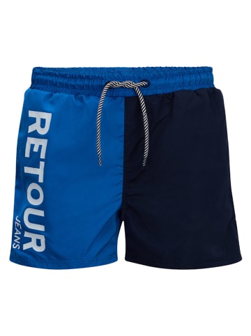Retour Szorty kąpielowe "Renzo" w kolorze niebiesko-czarnym