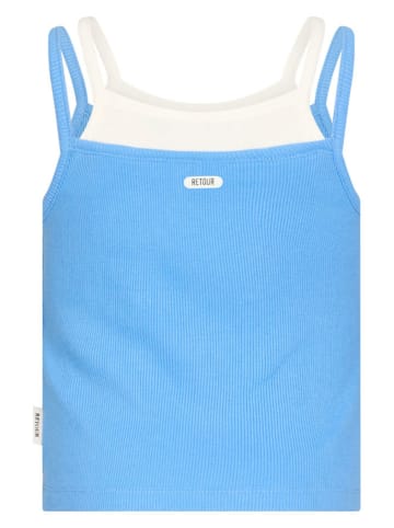 Retour Top "Erline" lichtblauw/wit