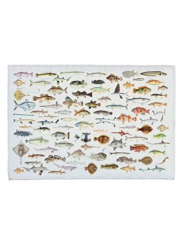 The Wild Hug Badvorleger "Fish in the Ocean" in Weiß/ Bunt - (L)40 x (B)60 cm