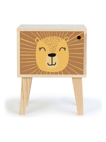 Folkifreckles Nachttisch "Lion" in Gelb/ Hellbraun - (B)42 x (H)54 x (T)30 cm