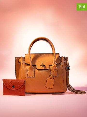 Victor & Hugo Paris Leder-Henkeltasche "Set Jane" in Orange - (B)36 x (H)35 x (T)24 cm